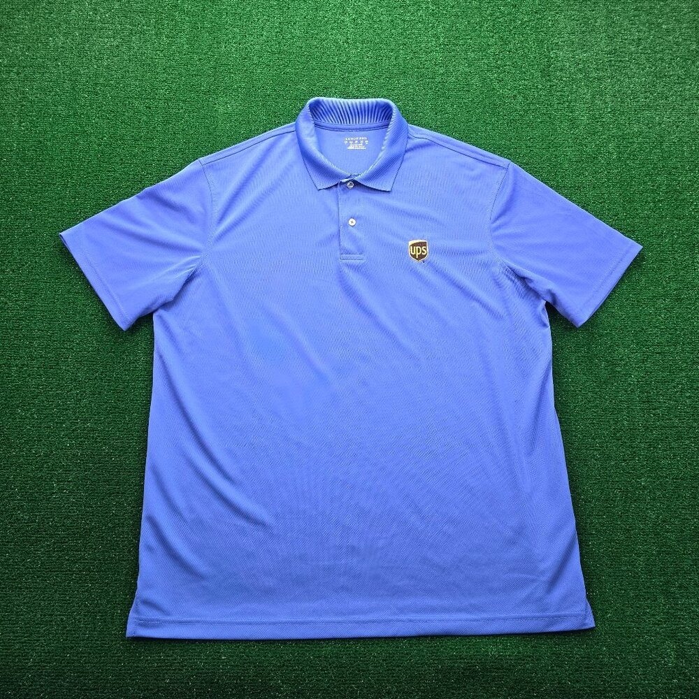 UPS Employee Polo Shirt Mens Large Sky Blue Short Sleeve Uniform Work‎ Wear